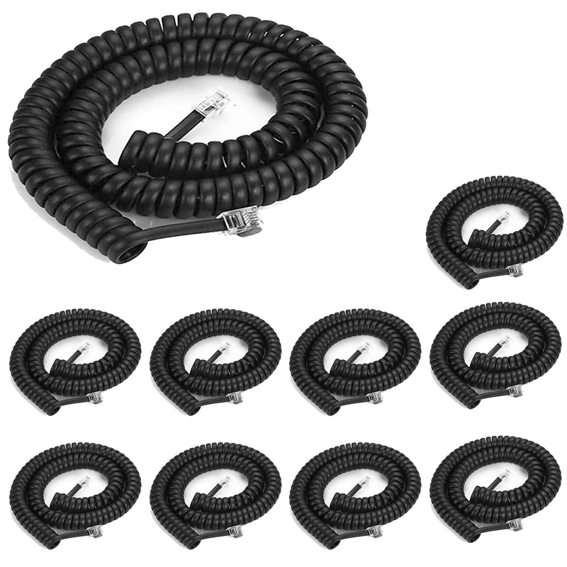 [Australia - AusPower] - Phone Cord Landline8Ft Uncoiled / 1.4Ft Coiled Landline Phone Handset Cable RJ9 4P4C Telephone Accessory- Black (10pack) 10pack 