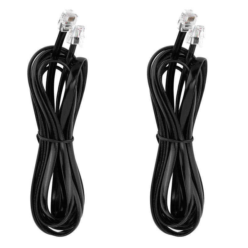 [Australia - AusPower] - LanSenSu RJ12 Cable Phone Cord RJ12 6P6C Male to Male Straight Wired for Both Data and Voice Use Black - 10 Feet 2 Pack 