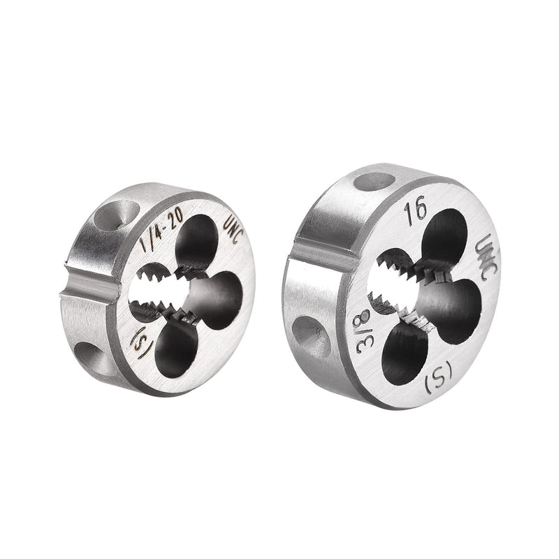 QUARKZMAN 2-Piece Round Die UNF 1/4-20/UNF 3/8-16 American Cut-resistant Thread Cutting Dies Alloy Tool Steel Thread Repair Tool | American Cut-resistant Alloy Tool Steel, UNF 3/8-16 Thread Repair Tool