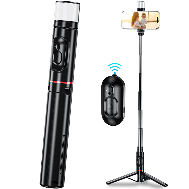 [Australia - AusPower] - Selfie Stick Tripod with Detachable Wireless Remote, ESSAGER 30" Portable Foldable Mini Selfie Stick & Phone Tripod Stand Compatible with iPhone/Android for Travel (Black) Black 