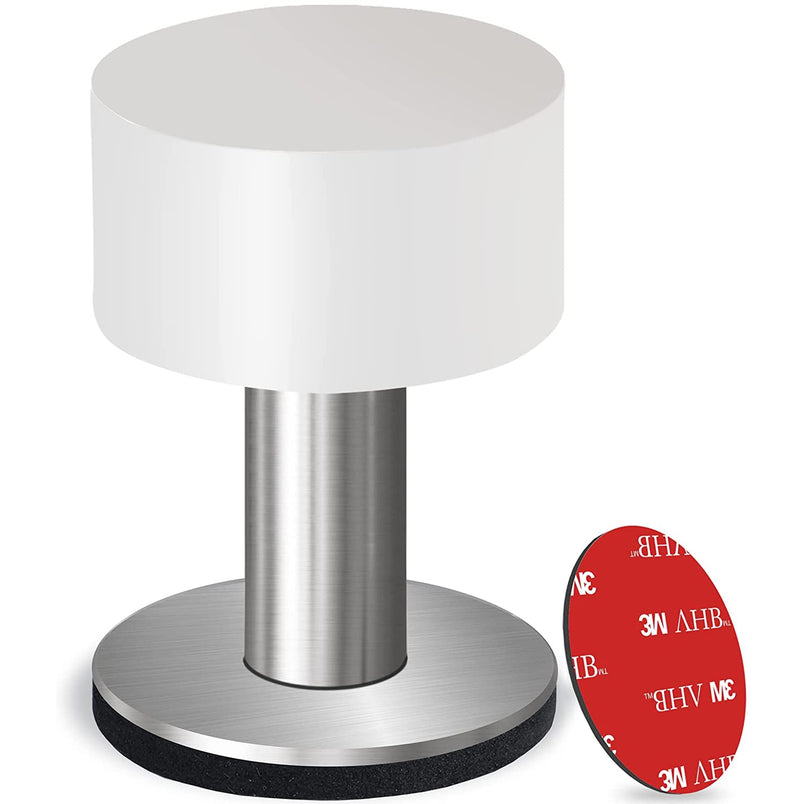 [Australia - AusPower] - Door Stoppers with Extra Stickers, Self-Adhesive Door Stop with White Rubber & Stainless Steel Body - Sound Dampening Door Bumpers for Home & Office, Door stoppers for Bottom of Door (Medium-2.56inch) 6.5cm/2.56inch--Recommend 