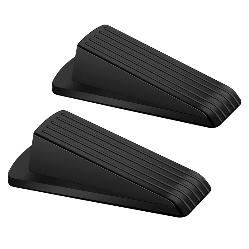 [Australia - AusPower] - Door Stoppers, 2 Pack Premium Rubber Door Stoppers for Bottom of Door Security Rubber, Door Stopper Wedge for Carpet Heavy Duty Door Black-2PCS 