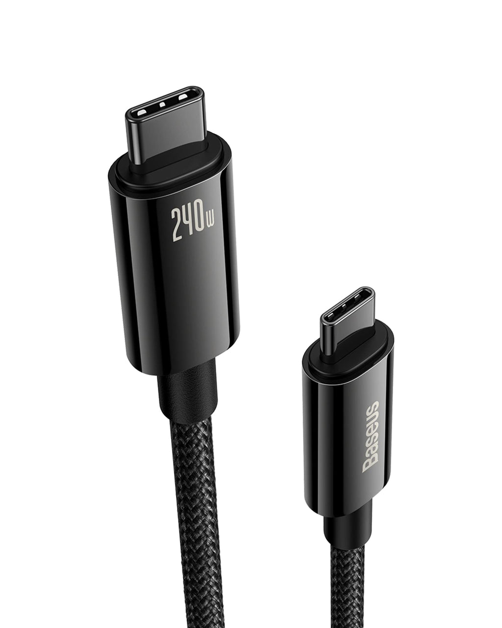 [Australia - AusPower] - Baseus USB C Cable, 240W PD 3.1 5A QC 4.0 Fast Charging USB C to USB C Cable, Zine Alloy Nylon Braided Type C to Type C Data Cable for Samsung S21 S20+S10 Note 10 iPad Pro MacBook Pro Pixel (6.6ft) 6.6ft Bright Black 