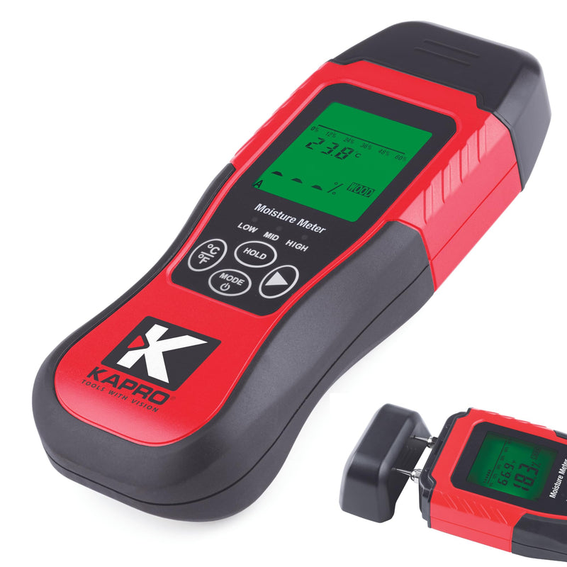 [Australia - AusPower] - Kapro - 379 Moisture Meter with Temperature Detection - Measures Wood Moisture and Temperature in Fahrenheit and Celsius - Features 8 Calibration Scales - Back-Lit Display & Auto-Power Shut Off 