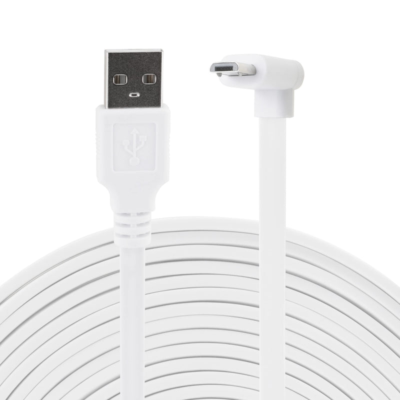 [Australia - AusPower] - LEFXMOPHY Power Cord for WYZE Cam Pan V3 90 Degree L-Shape Connector 20ft Micro USB Right Angle White Extension Charging Cable 