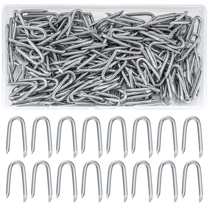 [Australia - AusPower] - 250 Pcs Steel Wire Fencing Staples, Wire Staples, Galvanized Steel Fence Staple Nails, Heavy Duty U-Shaped Fasteners Staples Nails for Woven Wire Mesh Fencing 