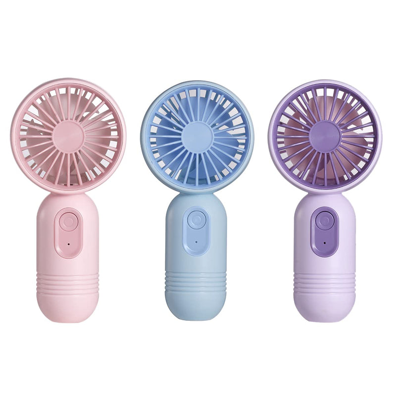 [Australia - AusPower] - VanSmaGo 3Packs Portable Handheld Mini Fan, USB Rechargeable Personal Fan, Battery Operated Small neck Fan with 3 Speeds for Travel/camping/Outdoor/Home/Office (Pink+Blue+Purple) Pink+Blue+Purple 