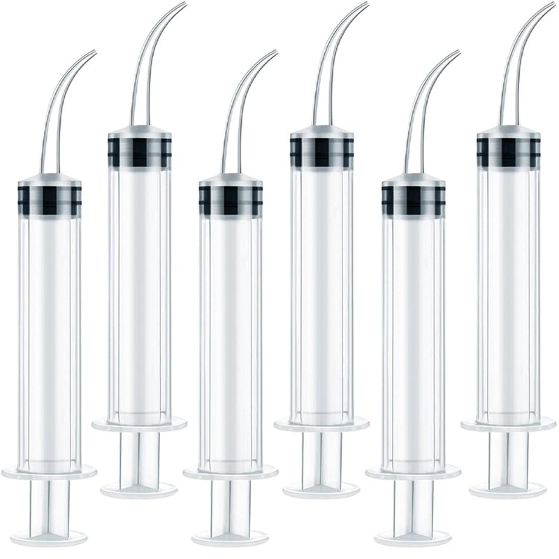 [Australia - AusPower] - 6 Pack Dental Irrigation Syringe, Wisdom Teeth Syringes with Curved Tip for Tooth 