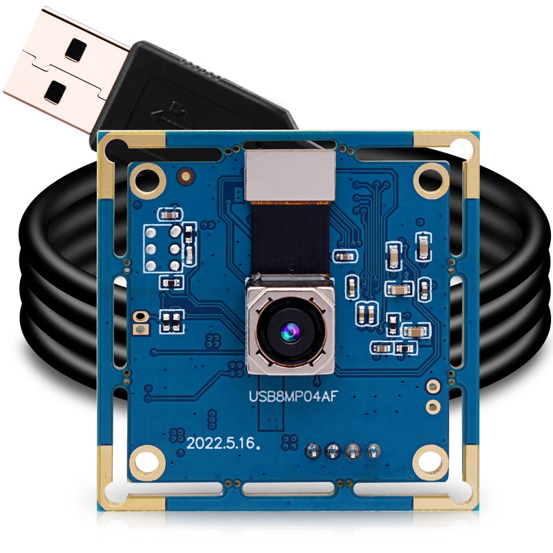 [Australia - AusPower] - ELP 8mp USB Camera Autofocus 4K PC Camera Module for Computer and Raspberry Pi Mini UVC USB2.0 Webcam Board IMX179 Industrial Lightburn Camera Low Distortion CCTV Laser Engraver Camera for Laptop 