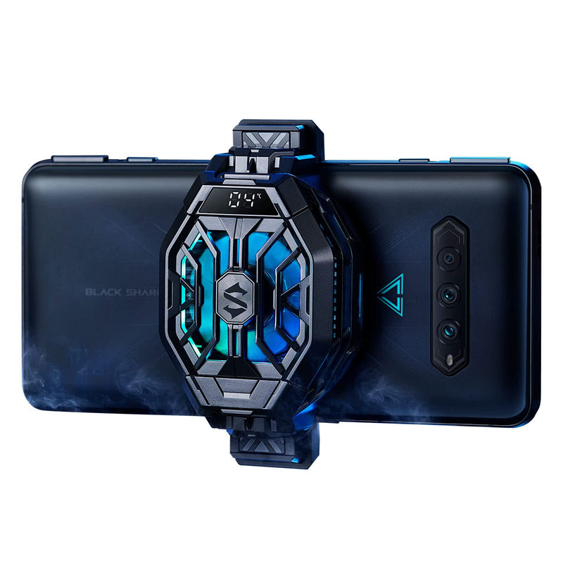 [Australia - AusPower] - Black Shark Mobile Phone Cooler, FunCooler 2 Pro, Gaming Cooling Fan Cellphone Radiator with RGB Lighting, LED Temperature Display, Sleep Timer, Fan Speed Settings Black Cooler 