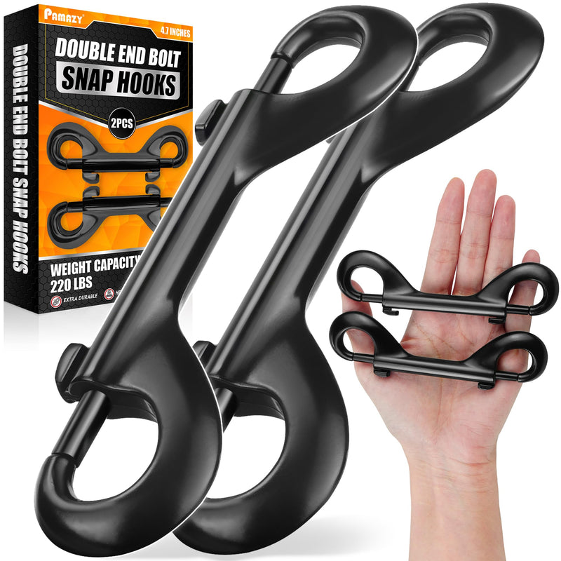 [Australia - AusPower] - [EXTRA DURABLE] 4.7 Double Ended Bolt Snaps Hooks 220LBS Weight Capacity, Heavy-Duty & Rust-Resistant Zinc Alloy Double Sided Clips, Best for Dog Leashes, Awnings, Sports Equipment, Boating (2 Pack) 