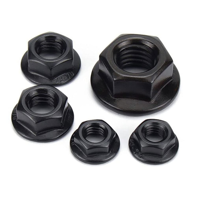[Australia - AusPower] - M12x1.75 Flange Galvanized Black Nut Hex 304 Stainless Steel Types ROARADE Serrated and Flat (M12x1.75 304 Galvanized Black 10 PCS) M12x1.75 304 Galvanized black 10 PCS 