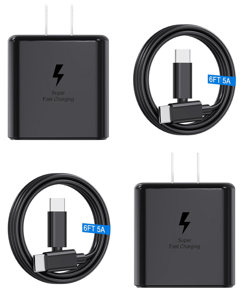 [Australia - AusPower] - 45w Samsung Super Fast Charger Type C [2 Pack] for Samsung Galaxy S23 Ultra Charger Fast Charging /S22 Ultra/S23+/S23/S22+/S22/S21/Note 10 Plus/20,Galaxy Tab S8+/S7+,USB C Wall Charger with 6FT Cable 45W 6FT 2 PACK 