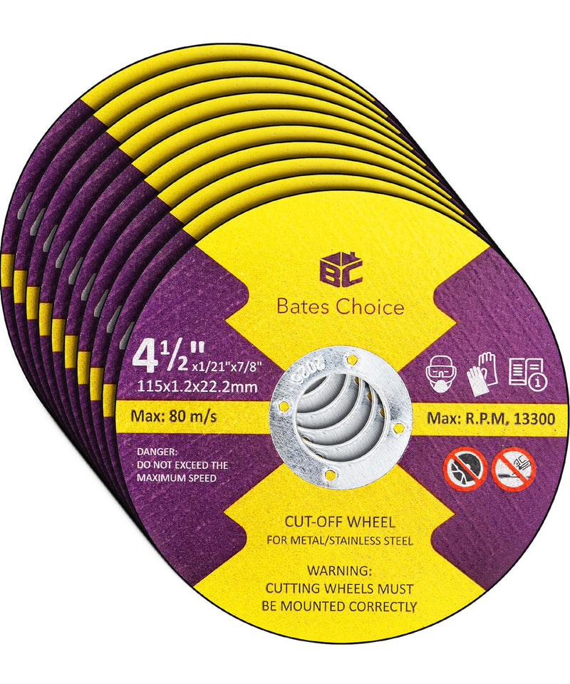 [Australia - AusPower] - Bates- Cutting Wheels, 10 Pack, 4-1/2” x 7/8”, Cut Off Wheels, 4-1/2 Cutting Wheels, Cutting Wheel 4-1/2 for Angle Grinder Cut Off Wheel, Cutoff Wheel, 4-1/2 Cut Off Wheel 