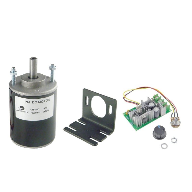 [Australia - AusPower] - CHANCS Permanent Magnet DC Motor CH-3420 24V DC 7000RPM Hollow Shaft with 20A PWM DC Motor Speed Controller with Bracket MOTOR+Bracket+PWM 