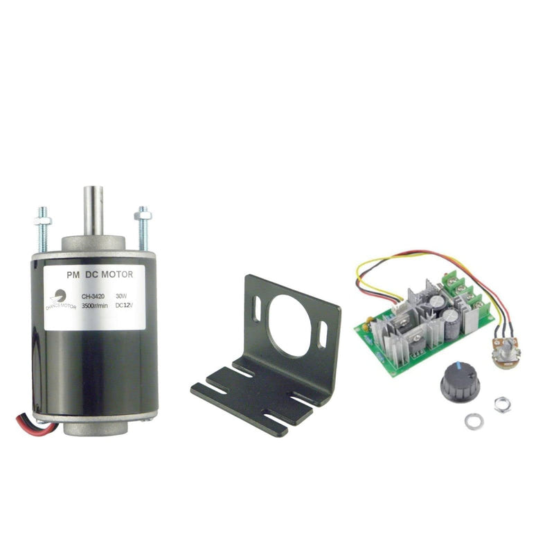 [Australia - AusPower] - CHANCS Mini Electric Low Noise Motor CH-3420 12V DC 3500RPM Hollow Shaft with 20A PWM DC Motor Speed Controller with Bracket MOTOR+Bracket+PWM 