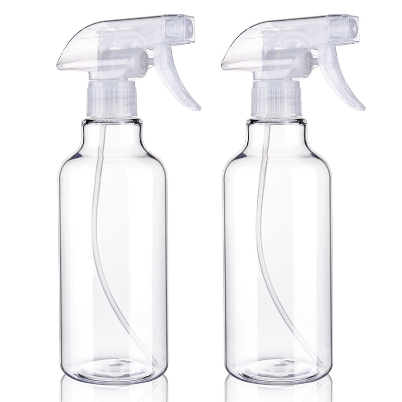 [Australia - AusPower] - Plastic Spray Bottles Empty Spray Bottle 16.9oz/500ml 2 Pack Heavy Duty Spraying Bottles Mist/Stream Water Bottle for Cleaning Solutions, Plants, Pet, Essential Oils, Hair, Cooking (Clear) Clear 