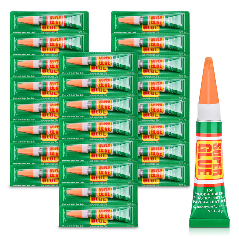 [Australia - AusPower] - 24 X 3g Super Glue Clear, Strong Adhesive Superglue Crazy Fast Drying Cyanoacrylate Glue Tubes with Cap for Shoe Repair, Plastic, Rhinestone Jewelry, Metal, DIY Crafts (Waterproof & Individual) 24 X 3g ?Update 