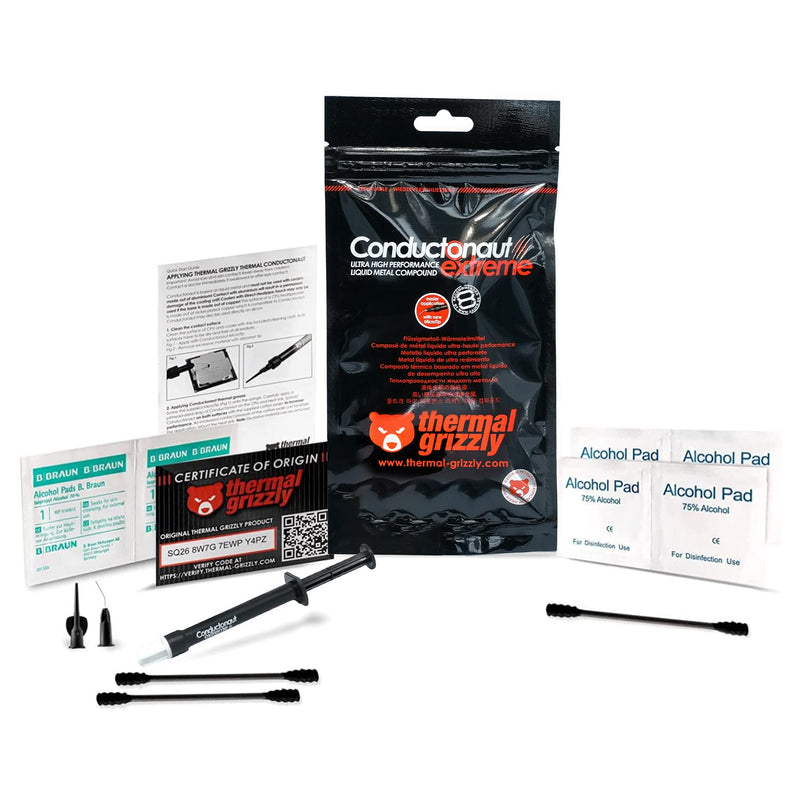 [Australia - AusPower] - Thermal Grizzly Conductonaut Extreme Thermal Grease - 1 Gram Set + Extra Applicators - Liquid Metal Thermal Paste for Cooling The CPU, GPU (Conductonaut Extreme 1g) 