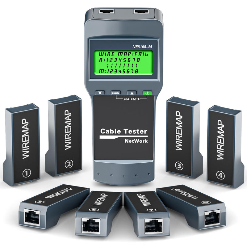 [Australia - AusPower] - RJ45 Network Cable Tester, VXSCAN 8 Remote Units Network LAN Length Ethernet Cable Tester Kits for Cat5/CAT5e/CAT6/CAT6e - Locate The Breakage Point Length Measurement & Continuity Checking AT239 