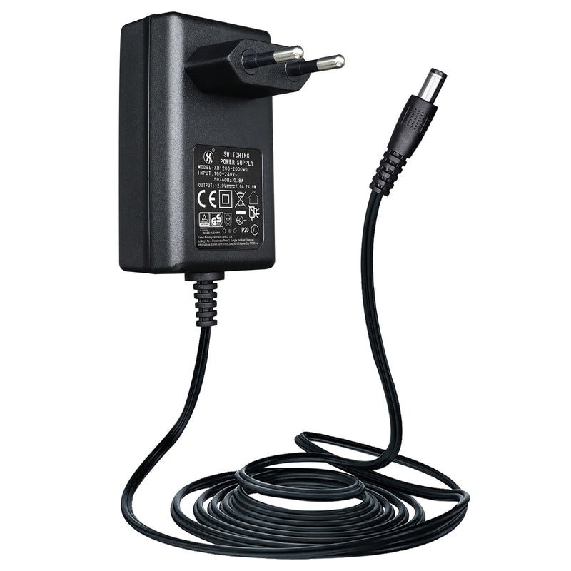 12V 2A Power Supply Adapter, AC to DC 24W 2000mA 1500mA 1000mA 500mA 1.8M 20AWG Power Cord for CCTV Security Cameras, DVRs, LED Strips, Routers, Speakers and Desk Lamps - CE Certified 12V-2A