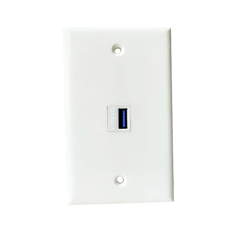 [Australia - AusPower] - BUPLDET USB3.0 Wall Plate 1 Port - Single Gang USB Keystone Jack Cover Plate Female to Female for USB Cable/Charging/Data Transfer - White 