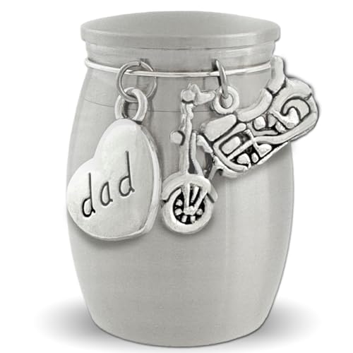 Dad Motorcycle Mini Urn Ashes Holder Biker Memorial Loss of Father