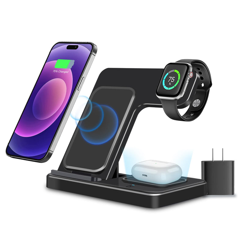 [Australia - AusPower] - Wireless Charging Station Multiple Devices: 3-in-1 Phone Fast Multi Charger Stand for Apple Products iPhone 14 13 12 11 Pro Max XS XR X 8 Plus Watch 8 7 6 5 4 3 2 SE and AirPods 3 2 Pro 