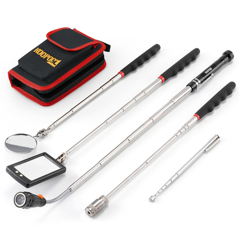[Australia - AusPower] - Telescoping Magnetic Pickup Tool Set, Inspection Mirror Telescoping, LED Flashlight, Cool Gadgets for Men, Gifts for Dad, Husband, Kids, Boyfriend, Magnet Stick Red 