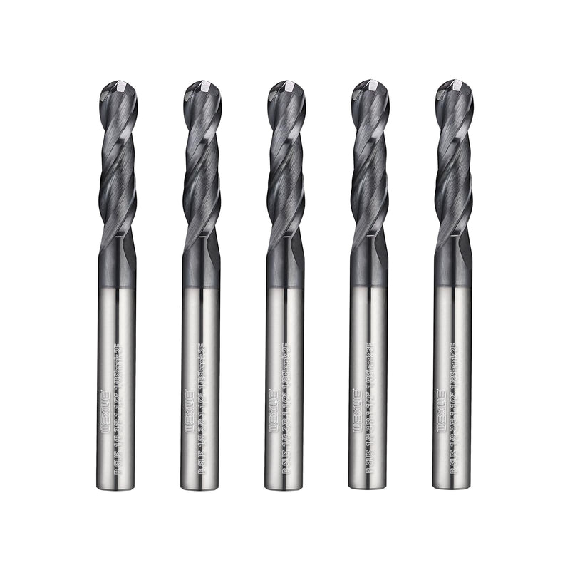 [Australia - AusPower] - Tools Ball Nose Carbide End Mill, MAH Coating, CNC Cutting Tools for Stainless Steel,Hardened Steels,High Temp Alloys,Medium Alloy Steels, 2 Flute,1/8" Shank,Inch Size (.125(1/8)", 5pcs) BALL 1/8 5PC 