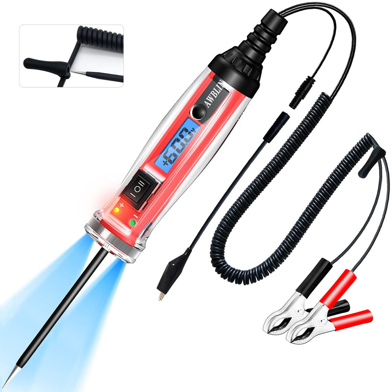 [Australia - AusPower] - Power Circuit Probe Tester, LCD Digital Automotive Test Light with Voltage Display&Illumination, DC Voltage Tester, Electrical System Tool, Relay Fuse Continuity Current Test. 