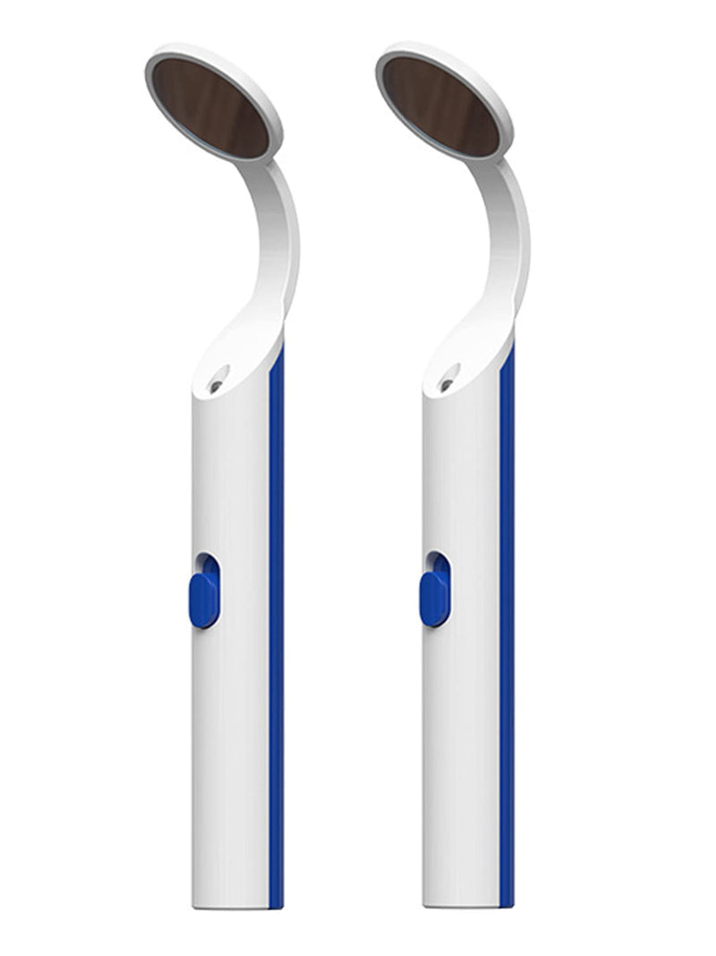 [Australia - AusPower] - 2 Pieces Dental Mirror with Light - LED Lighted Teeth Inspection Mirror, Anti Fog Curve Angle Mouth Mirrors Dentist Oral Assistant Care Tool Accessories (Blue) Blue 