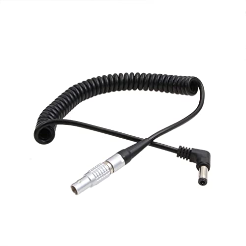 12V DC Barrel to 0B 2 Pin Coiled Power Cable for ARRI Alexa Camera, Teradek Bond, Preston MDR4, FEELWORLD F7 Pro Monitor, Z Cam E2 S6 Camera Coiled Coiled 45cm S 2-pin to R DC 2.5