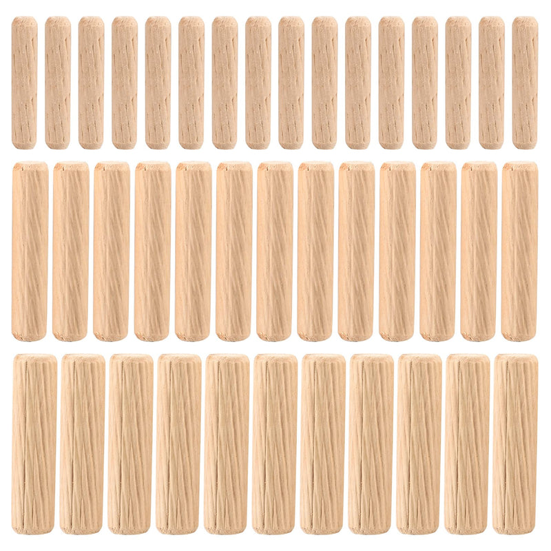 [Australia - AusPower] - 90 Pcs Wooden Dowel Pins, Straight Groove Wooden Dowel Pins with Beveled Ends Tapered, Easy Insertion, for Furniture Door Art Crafts Projects, M6 M8 M10 