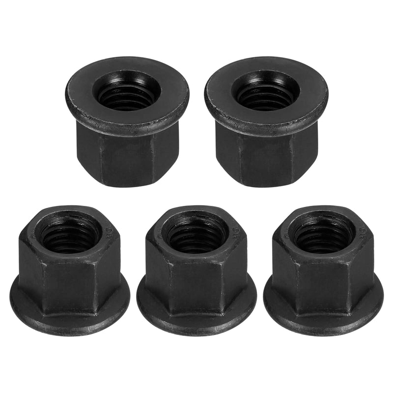 [Australia - AusPower] - uxcell M12 Flange Hex Nuts, 5pcs Grade 12.9 Carbon Steel Black Oxide Finished Hex Flange Nuts for Machinery 5 