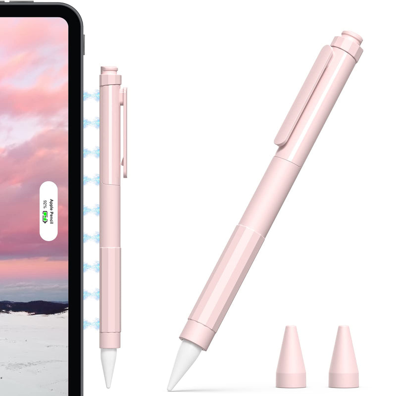 [Australia - AusPower] - iLzyty Holder Case Compatible with Apple Pencil 2nd Generation, New TPE Material Pencil Cover, Anti-Slip Grip Pencil Holder Sleeve, Magnetic Charging & Double-Tapping Supported Pink 