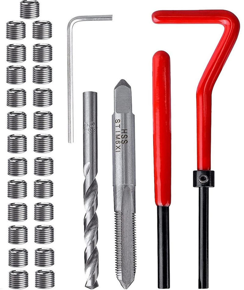 [Australia - AusPower] - fixinus 30 Piece M6 x 1.0mm Thread Repair Insert Kit, Stainless Steel Thread Repair Kit Helicoil Coil Compatible Hand Tool Set for Auto Repair 