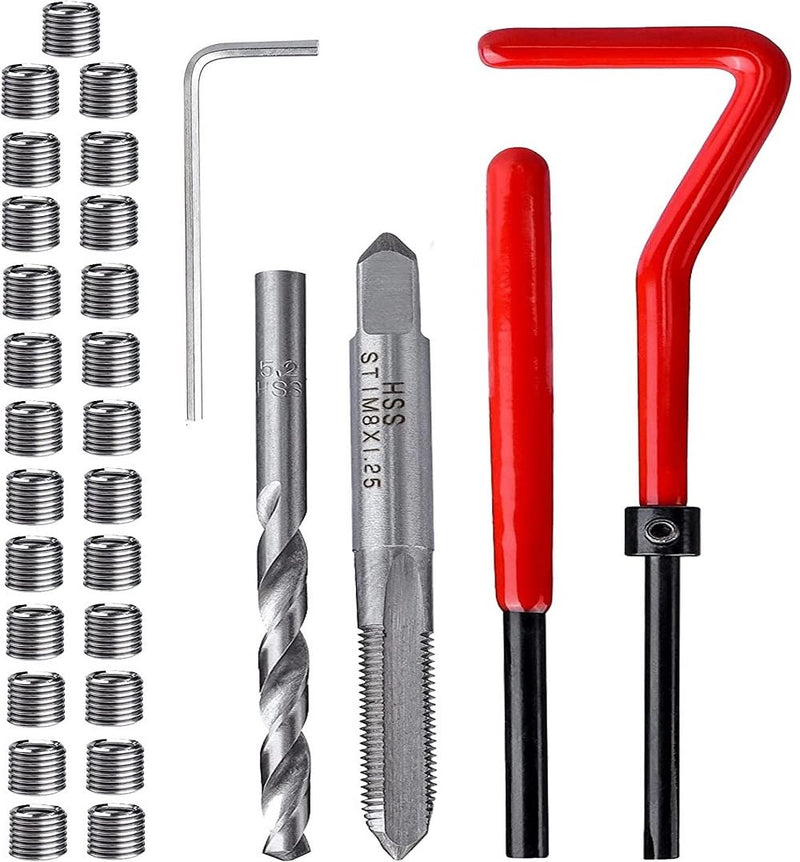 [Australia - AusPower] - fixinus 30 Piece M8 x 1.25mm Thread Repair Insert Kit, Stainless Steel Thread Repair Kit Helicoil Coil Compatible Hand Tool Set for Auto Repair 