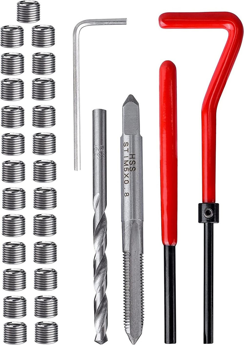[Australia - AusPower] - Fixinus 30 Piece M5 x 0.8mm Thread Repair Insert Kit, Stainless Steel Thread Repair Kit Helicoil Coil Compatible Hand Tool Set for Auto Repair 