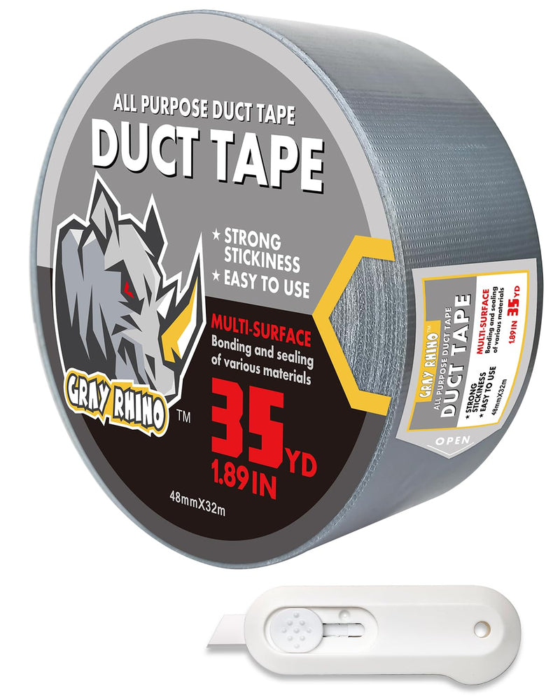 [Australia - AusPower] - Duct Tape Heavy Duty Waterproof 1.88in 105ft/35yd Tearable with No Residue Strong Adhesive Duct Tape for Packaging Tape Indoor&Outdoor Repair Blackout Tape (1, Silver) 