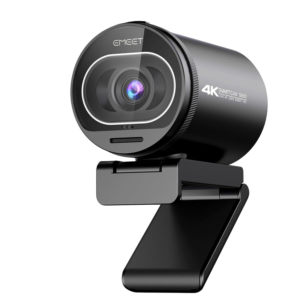 [Australia - AusPower] - EMEET 4K Webcam S600, 1080P 60FPS Webcam with 2 Noise Reduction Mics, TOF Autofocus, Built-in Privacy Cover, 65°- 88° Adjustable FOV, Streaming Camera for Gaming, Video Calling/Zoom/Skype/Teams Midnight Black 