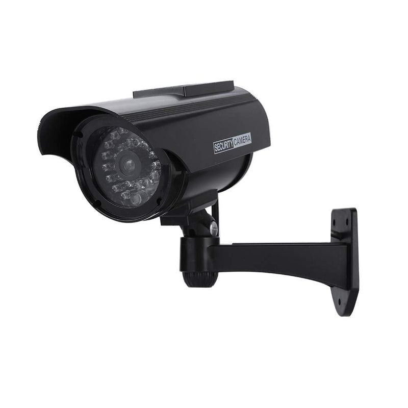 [Australia - AusPower] - Solar Powered Dummy Security Camera, Simulated Surveillance Security CCTV Bullet Camera with Flashing LED Light [Black] 