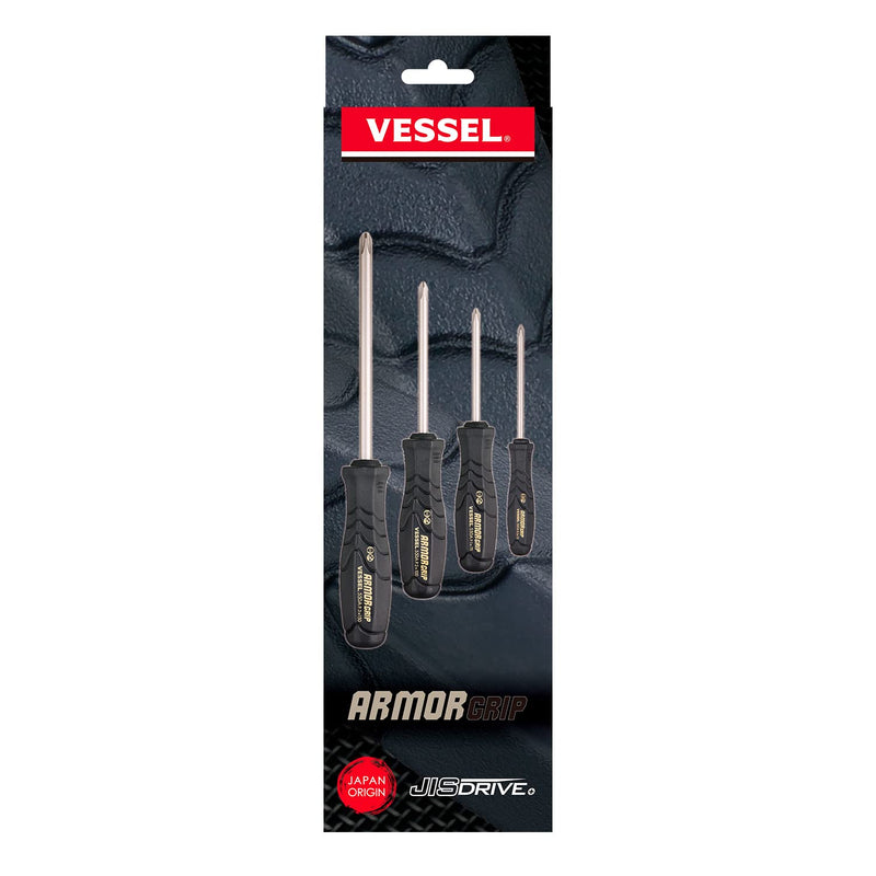 [Australia - AusPower] - VESSEL - ARMOR GRIP™ Screwdriver Cross Point 4PC. Set (JISDRIVE) No.550APH4PBU 