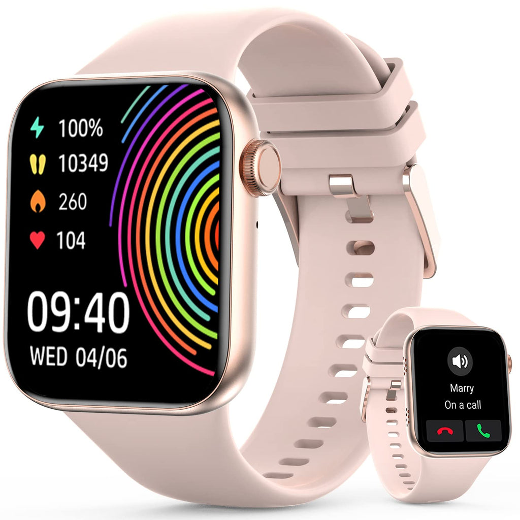 [Australia - AusPower] - 2023 Upgrade Smart Watch (Answer/Make Call), 1.95" Display Smartwatch for Women Men, Fitness Tracker with Multi Sport Modes, IP68 Waterproof, Step Calorie Counter, Sleep/Heart Rate Monitoring Watches 1.95 Inches Rose Gold 