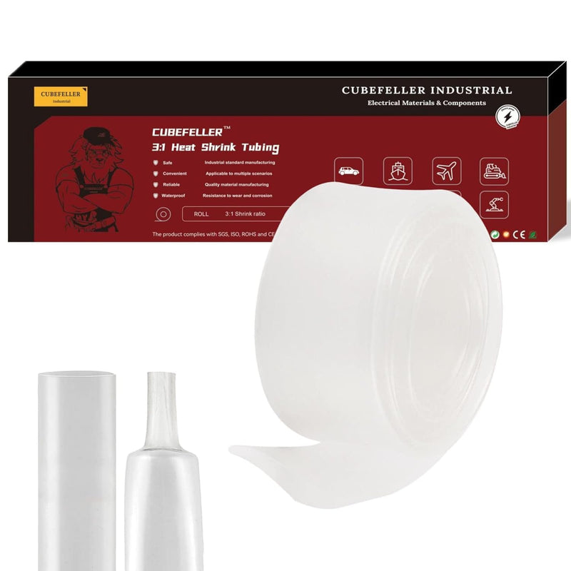 [Australia - AusPower] - CUBEFELLER® 3:1 Waterproof Heat Shrink Tubing, 3/4 Inch, 4Ft, Clear, Marine Grade Heat Shrink Tube Roll,Waterproof Adhesive Lined,Insulation Sealing Oil-Proof Wear-Resistant 3/4" (19.1mm) - 4 Feet 1 
