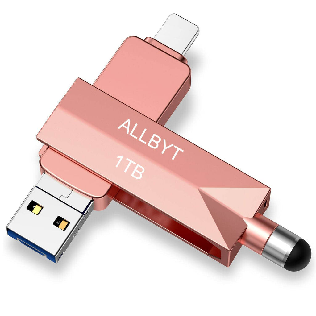[Australia - AusPower] - iPhone Flash Drive 1TB iPhone Memory Stick, ALLBYT USB 3.0 iPhoto Stick Thumb Drive External Storage USB Flash Drive Compatible with iPhone and iPad,Android and Computers -Pink 1TB-PINK 