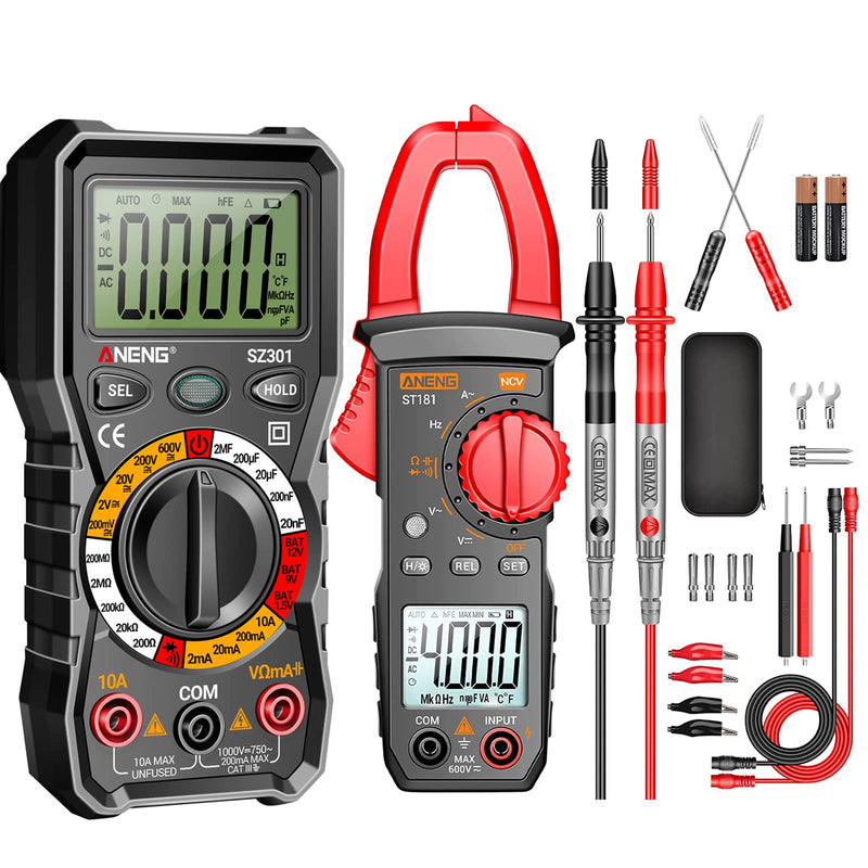 [Australia - AusPower] - ANENG Digital Multimeter Tester with Amp Ohm Volt Clamp Meter Measures Current, AC/DC Voltage,Capacitance, Resistance, Diodes, Continuity Frequency Backlight Electrican Tools 