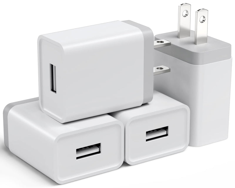[Australia - AusPower] - USB Wall Charger Block 12W - 4 Pack USB Plug, USB Charging Block, 2.4A/5V Power Adapter, Box Cube Compatible with iPhone 13 12 11 Pro Max SE XS XR X 8 7 6 6S Plus, Samsung, LG, Moto, Android Brick 