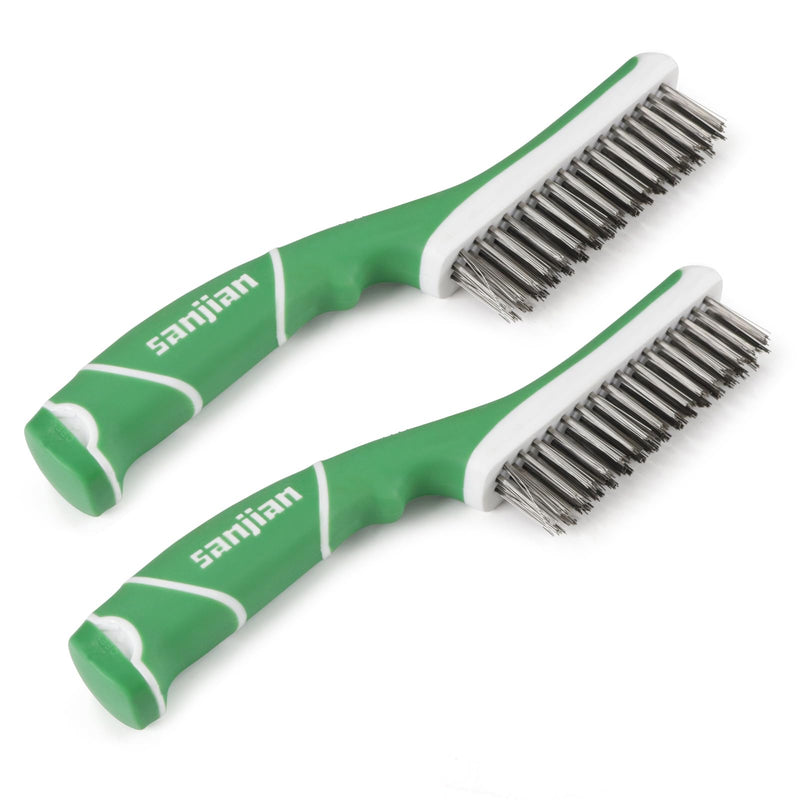 [Australia - AusPower] - Wire Brush for Cleaning-Heavy Duty 11 Inch Stainless Steel Wire Scratch Brush for Cleaning Rust with Rubber Covered Handle 