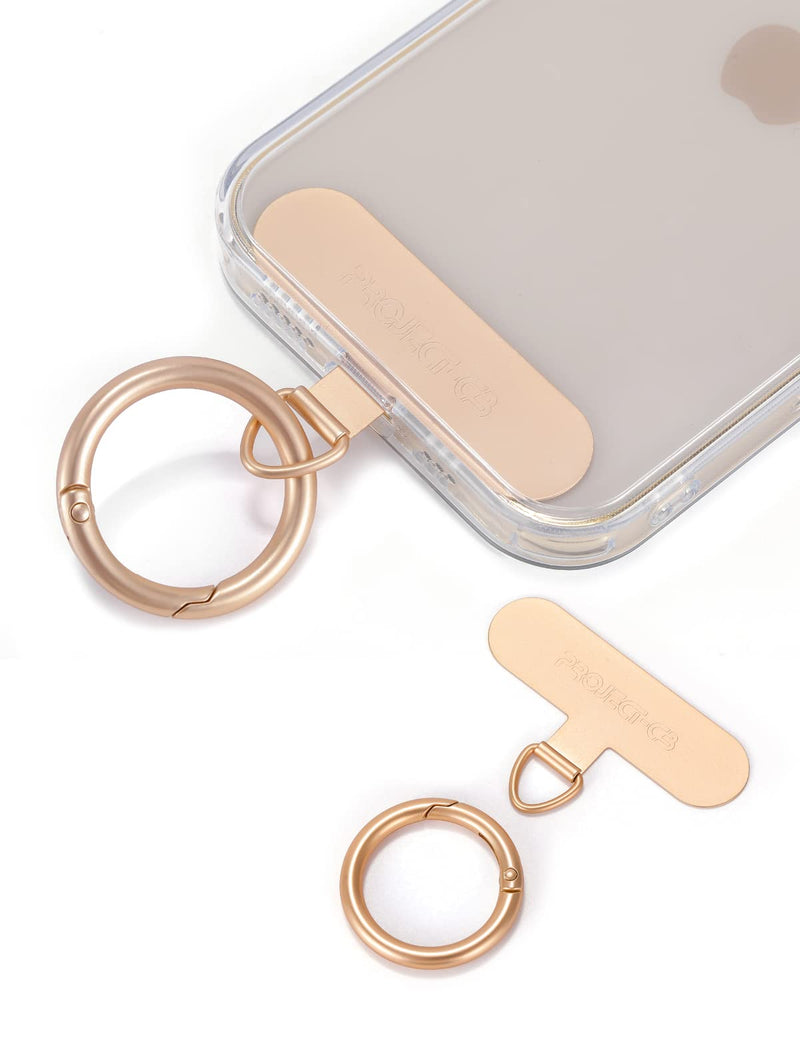 [Australia - AusPower] - project-cb Phone Tether Tab ×1,Spring Ring ×1,Metal Patch,Universal Phone Lanyard Patch Without Adhesive,Phone Strap Replacement Part for Cell Phone (Gold) Gold 